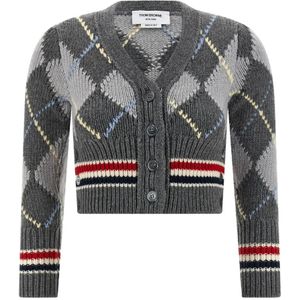 Thom Browne, Dames, Truien, Grijs, Maat: XS Wol,