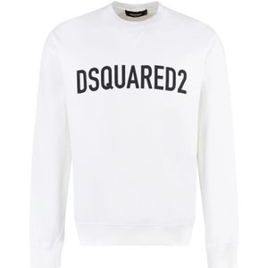 Dsquared2, Heren, Sweatshirts & Hoodies, Wit, Maat: L Katoen,