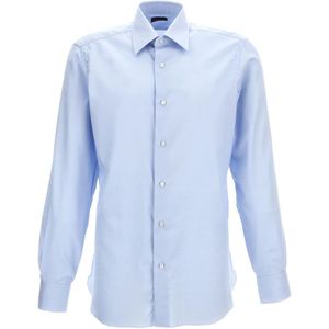 Barba, Heren, Overhemden, Blauw, Maat: M Katoen,