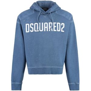 Dsquared2, Heren, Sweatshirts & Hoodies, Blauw, Maat: S Katoen,