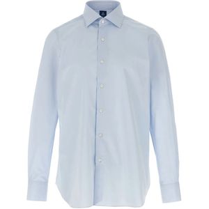 Finamore, Heren, Overhemden, Blauw, Maat: L Katoen,