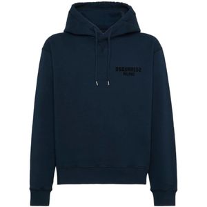 Dsquared2, Heren, Sweatshirts & Hoodies, Blauw, Maat: M