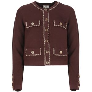 Elisabetta Franchi, Dames, Truien, Rood, Maat: L Viscose,