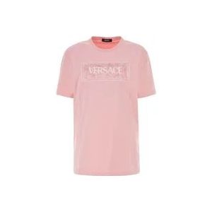 Versace Roze katoenen T-shirt , Pink , Dames , Maat: 2XS