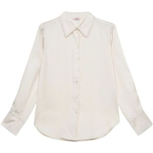 Oltre, Dames, Blouses & Shirts, Wit, Maat: S Satijn,