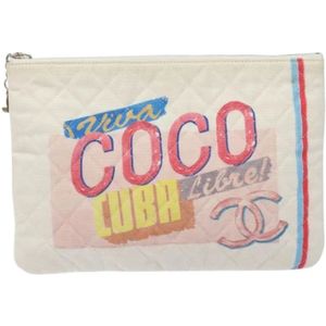 Chanel Vintage, Dames, Pre-owned, Wit, Maat: ONE Size Leer,