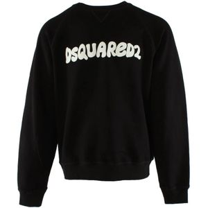 Dsquared2, Heren, Sweatshirts & Hoodies, Zwart, Maat: XL Katoen,