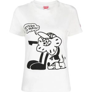 Kenzo, Dames, Tops, Wit, Maat: XS Katoen,