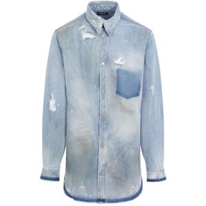 EgonLab, Heren, Overhemden, Blauw, Maat: S Denim,