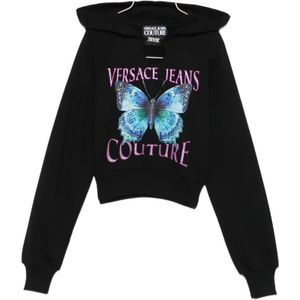 Versace Jeans Couture, Dames, Sweatshirts & Hoodies, Zwart, Maat: M