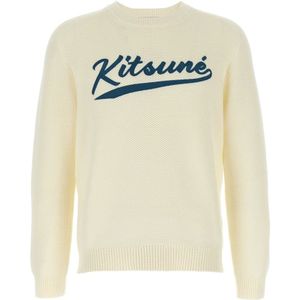 Maison Kitsuné, Heren, Truien, Wit, Maat: L Katoen,