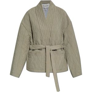 Munthe - Gewatteerde Jas - Groen - Polyester - Met Riem en Zakken