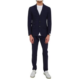 Eleventy, Heren, Pakken, Blauw, Maat: XL Wol,