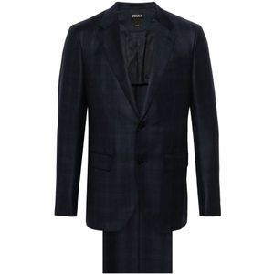 Zegna, Heren, Pakken, Blauw, Maat: 3XL Wol,