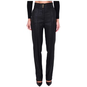 Elisabetta Franchi, Dames, Broeken, Zwart, Maat: S Katoen,