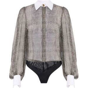 Elisabetta Franchi, Dames, Blouses & Shirts, Zwart, Maat: XS Zijde,