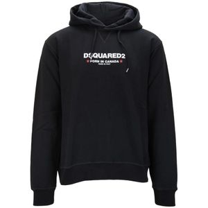 Dsquared2, Heren, Sweatshirts & Hoodies, Zwart, Maat: M Katoen,