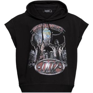 Dsquared2, Heren, Sweatshirts & Hoodies, Zwart, Maat: 2XL Katoen,
