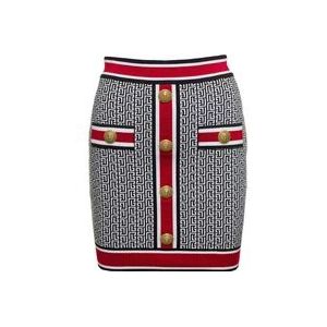 Balmain Gestreepte Mini Rok met Hoge Taille , Multicolor , Dames , Maat: S