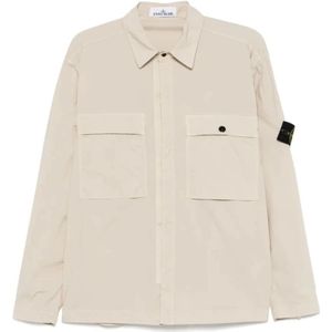 Stone Island, Heren, Overhemden, Beige, Maat: XL Katoen,