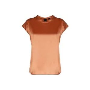 Pinko Bruine Zijden Satijnen Blouse , Brown , Dames , Maat: M