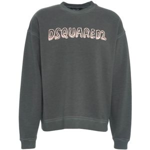 Dsquared2, Heren, Sweatshirts & Hoodies, Grijs, Maat: L Katoen,