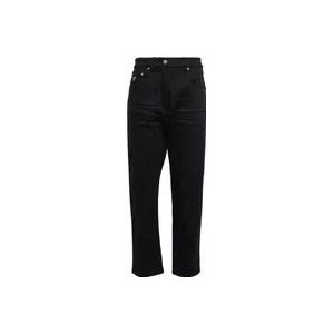 Prada Zwarte Jeans Hoge Taille Korte Pasvorm , Black , Dames , Maat: W25