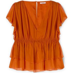 Motivi, Dames, Blouses & Shirts, Oranje, Maat: XS Chiffon,