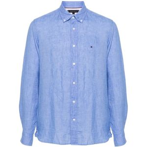Tommy Hilfiger, Heren, Overhemden, Blauw, Maat: M Linnen,