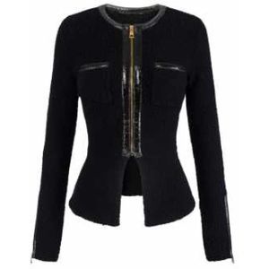 Elisabetta Franchi, Dames, Truien, Zwart, Maat: XL Wol,