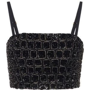 Elisabetta Franchi, Dames, Tops, Zwart, Maat: XS Satijn,