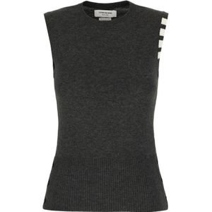 Thom Browne, Dames, Truien, Grijs, Maat: 2XS Kasjmier,