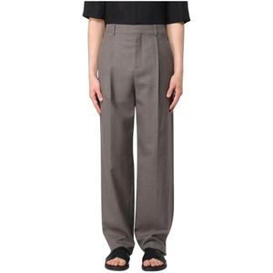 Saint Laurent - Hoge Taille Wollen Broek - Grijs - Wortelpasvorm