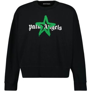 Palm Angels, Heren, Sweatshirts & Hoodies, Zwart, Maat: M Katoen,