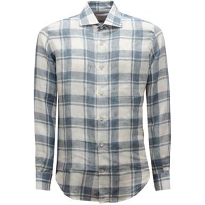 Eleventy, Heren, Overhemden, Veelkleurig, Maat: S Linnen,