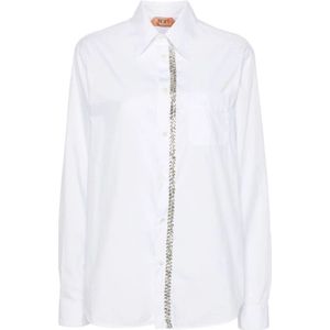 N21, Dames, Blouses & Shirts, Wit, Maat: L Katoen,