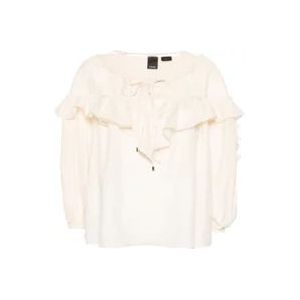 Pinko Gerimpeld Semi-Transparant Shirt , Beige , Dames , Maat: XS