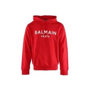 Balmain Rode Katoenen Heren Sweater , Red , Heren , Maat: S