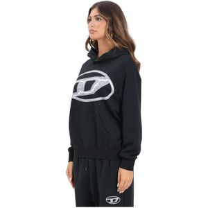 Diesel, Dames, Sweatshirts & Hoodies, Zwart, Maat: XS Katoen,