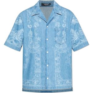 Versace, Heren, Overhemden, Blauw, Maat: S Denim,