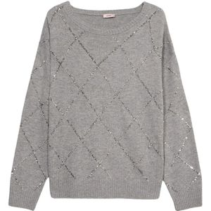 Oltre, Dames, Truien, Grijs, Maat: S/M Kasjmier,