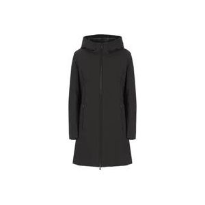 Woolrich Zwarte Parka met Capuchon en Logo Patch , Black , Dames , Maat: M