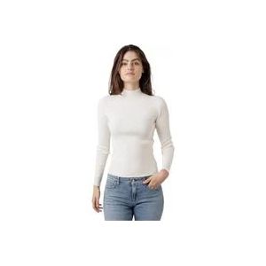 Twinset Geribbelde Coltrui met Lange Mouwen en Hoge Hals , White , Dames , Maat: XL