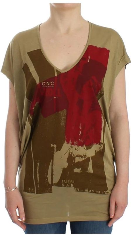 Costume National Dames t-shirt met korte mouwen en groene opdruk