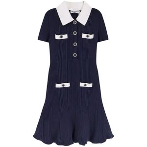 Self Portrait, Dames, Jurken, Blauw, Maat: S Wol,