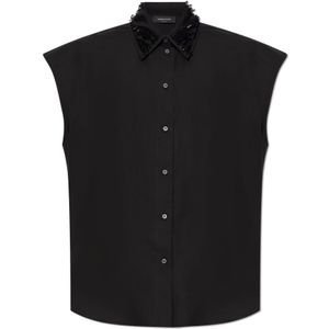 Fabiana Filippi, Dames, Blouses & Shirts, Zwart, Maat: M Katoen,