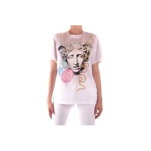 Versace Witte Katoenen T-Shirt Outlet Prijs , White , Dames , Maat: 2XS
