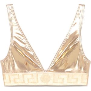 Versace Goudkleurige V-hals Beachwear Ondergoed , Yellow , Dames , Maat: M