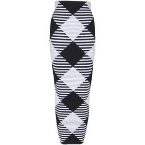 Balmain Halflange rok in geruite gebreide stof , Black , Dames , Maat: L