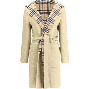 Burberry, Dames, Mantels, Beige, Maat: XS Wol,